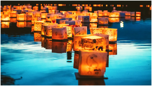 lantern floating on water
